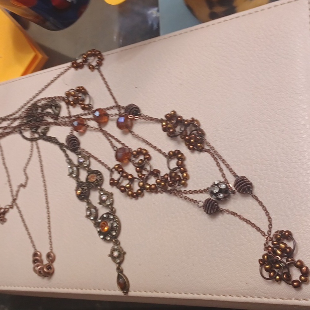 3 copper earthy toned necklaces